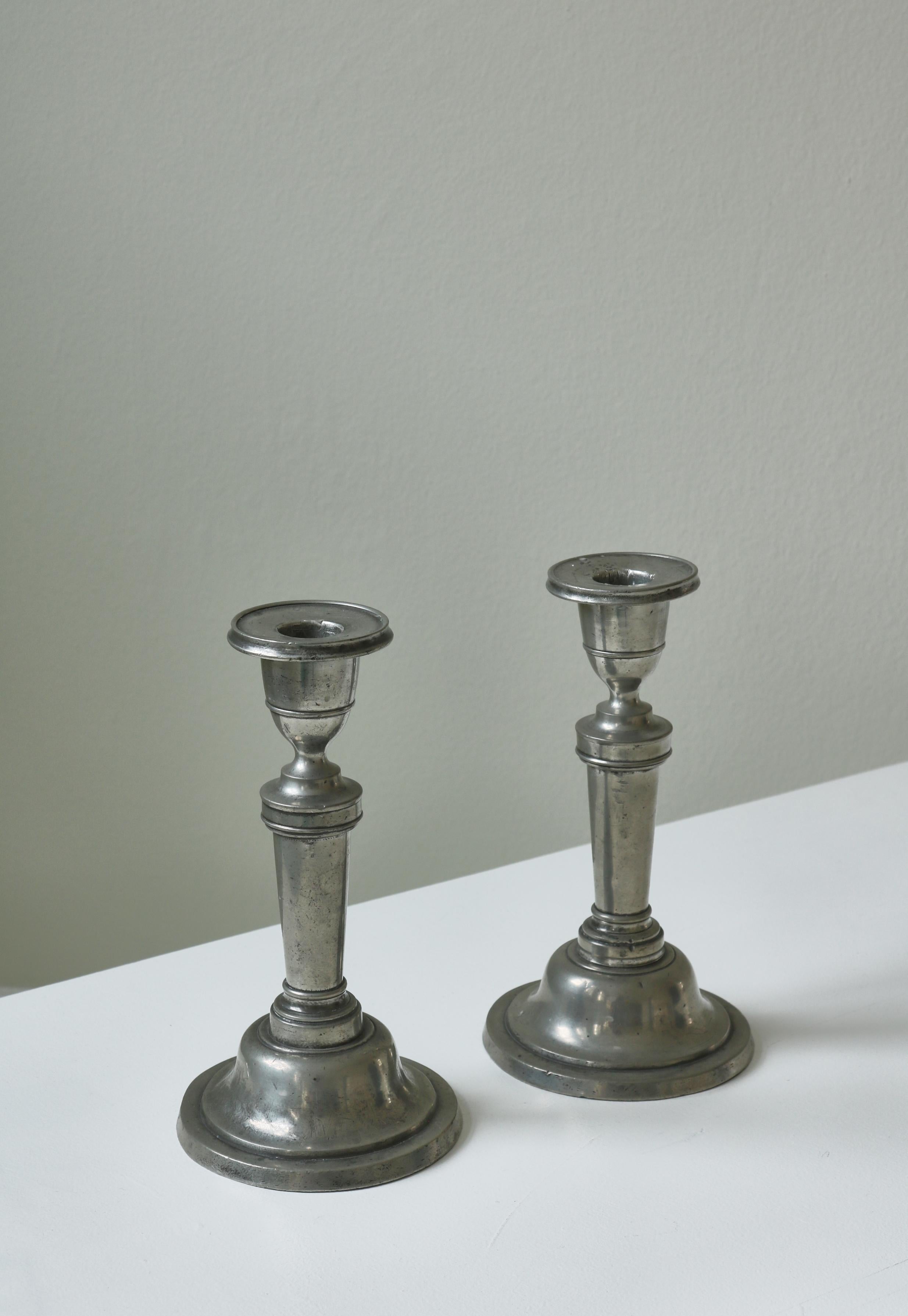vintage pewter candlestick holders