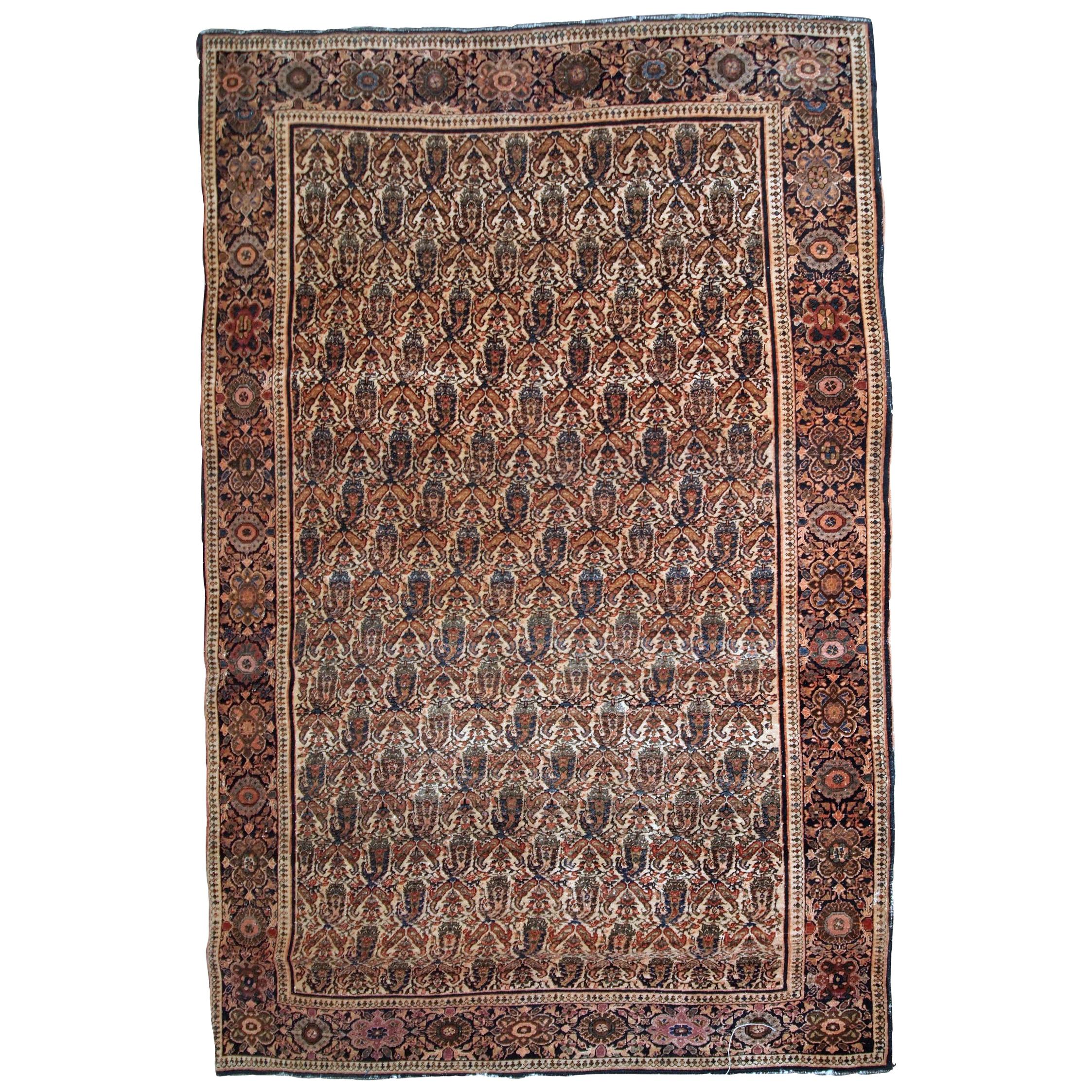 Handgefertigter antiker Teppich im Farahan-Stil, 1900er Jahre, 1B794