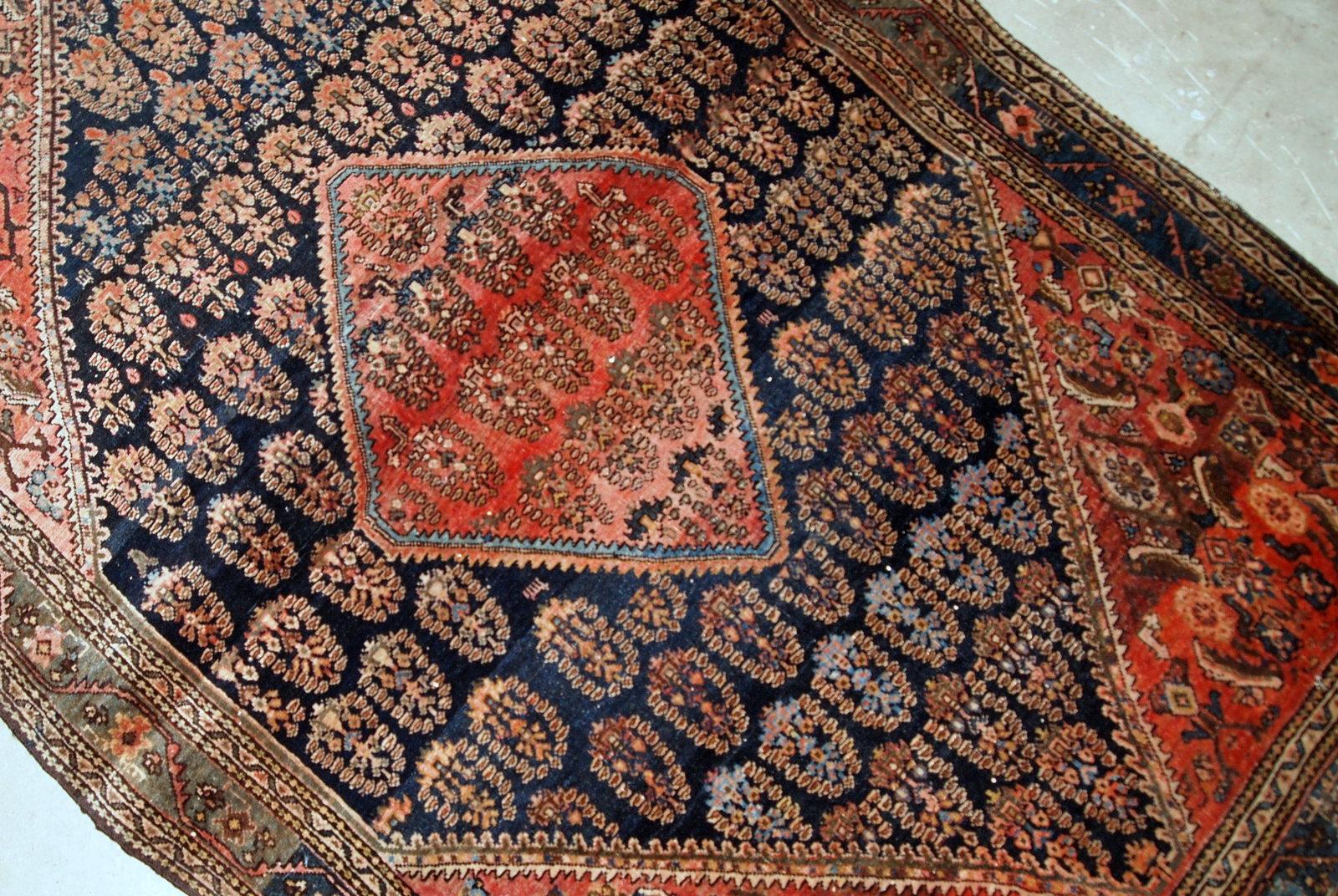 Handgefertigter antiker Teppich im Farahan-Stil, 1900er Jahre, 1B830 (Asiatisch) im Angebot