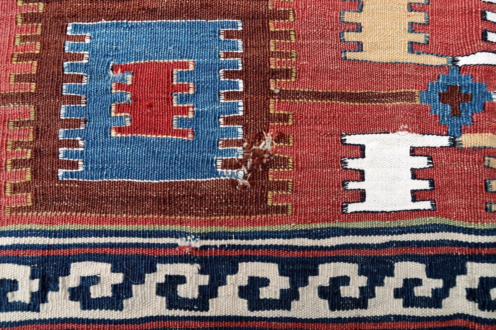 Hand-Knotted Handmade Antique Gashkai Style Kilim, 1900s, 1P56 For Sale