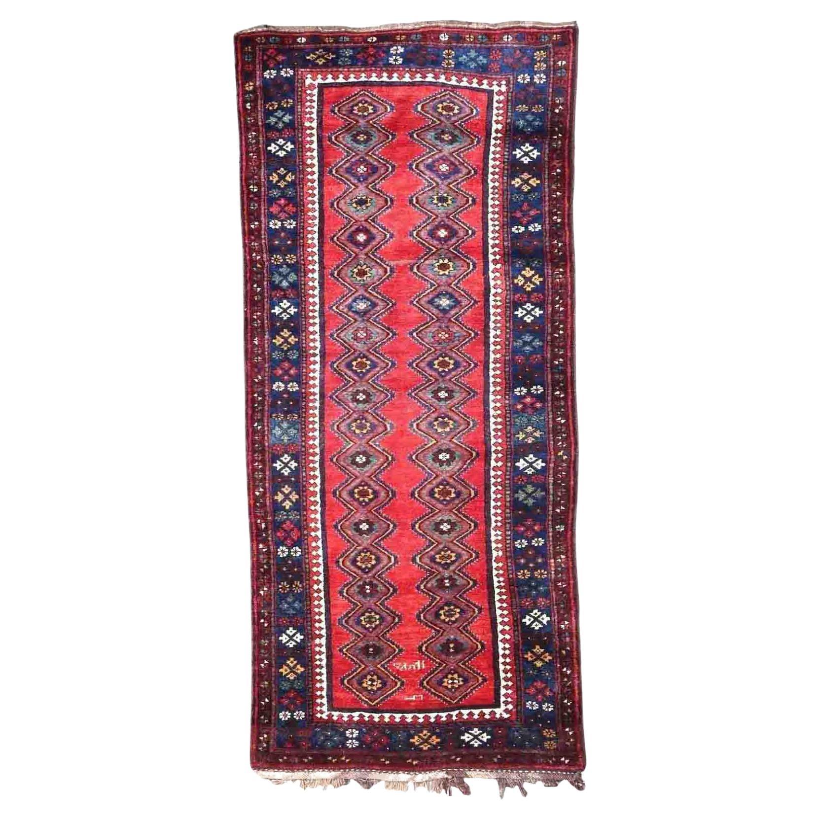 Handgefertigter antiker Teppich im Gashkai-Stil, 1900er Jahre, 1p149 im Angebot