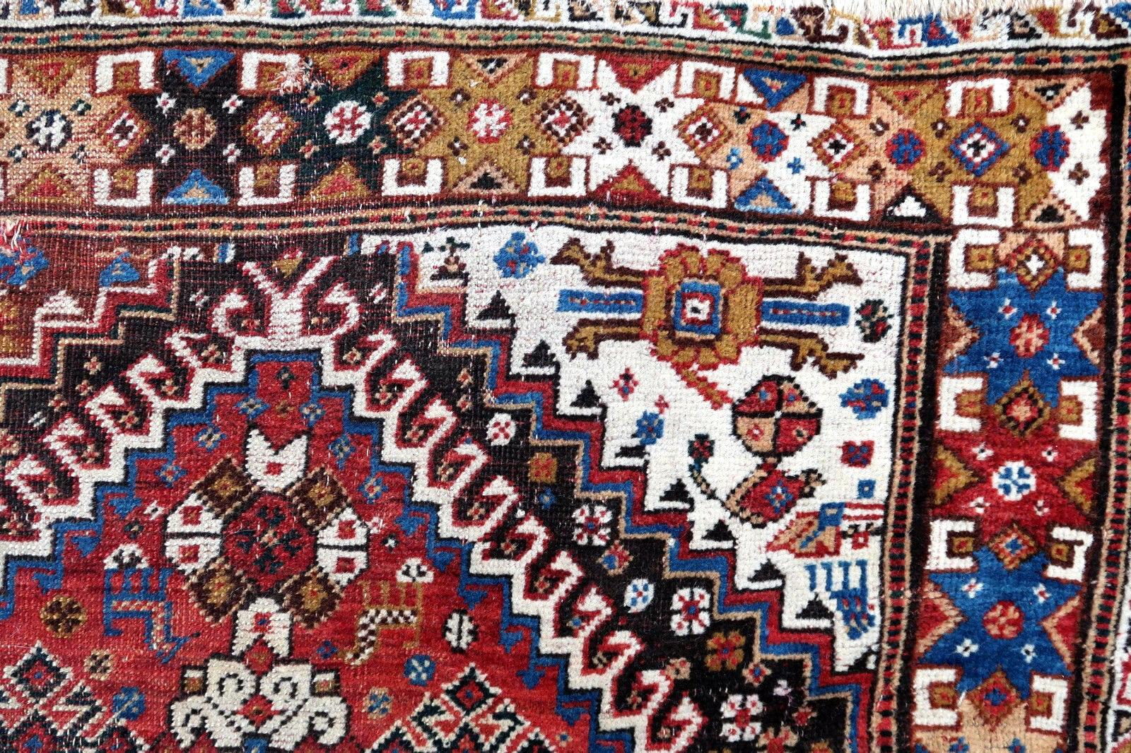 Handgefertigter antiker Teppich im Gashkai-Stil, 1900er Jahre, 1P34 (Indisch) im Angebot