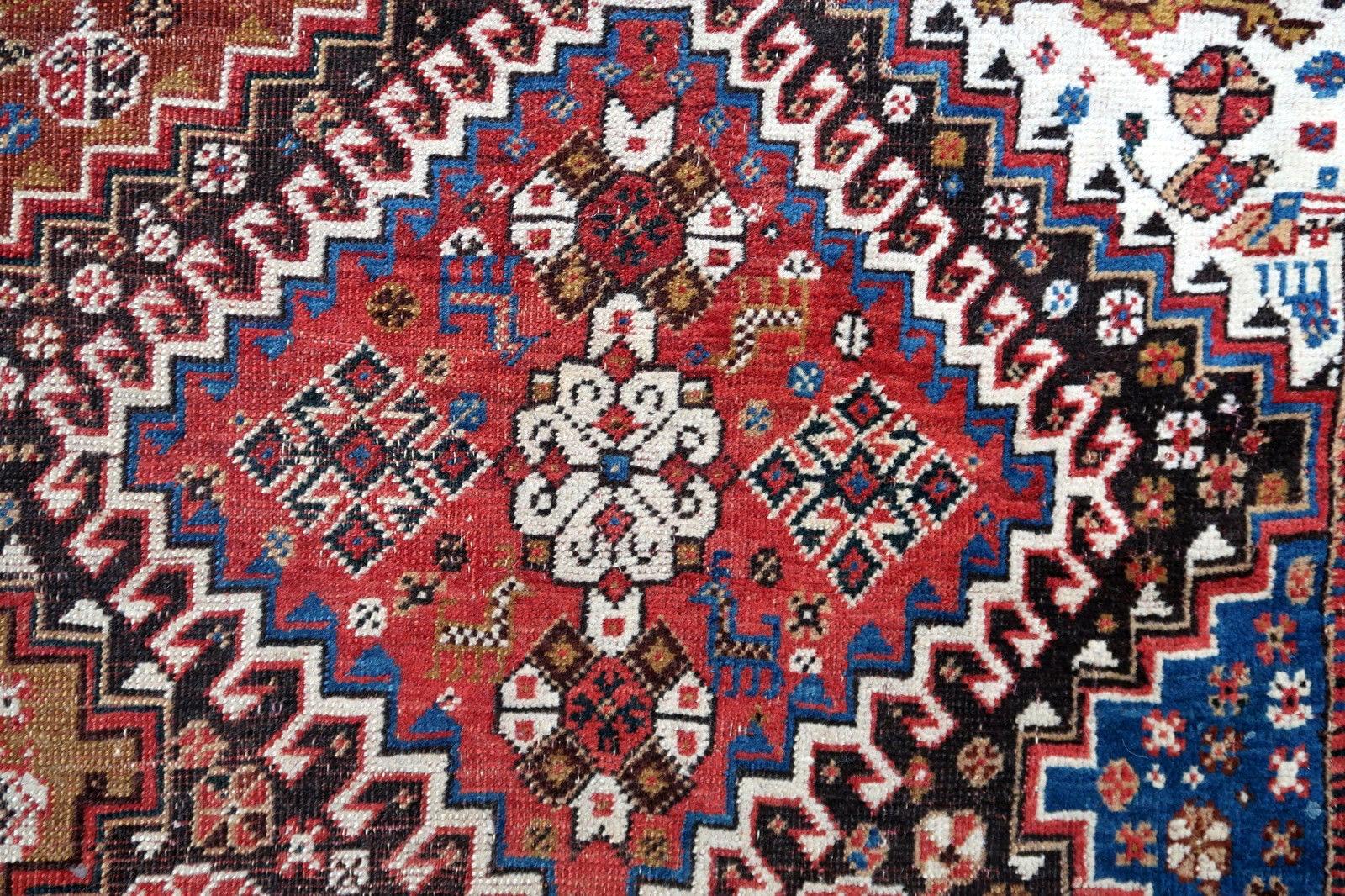 Hand-Knotted Handmade Antique Gashkai Style Rug, 1900s, 1P34 For Sale