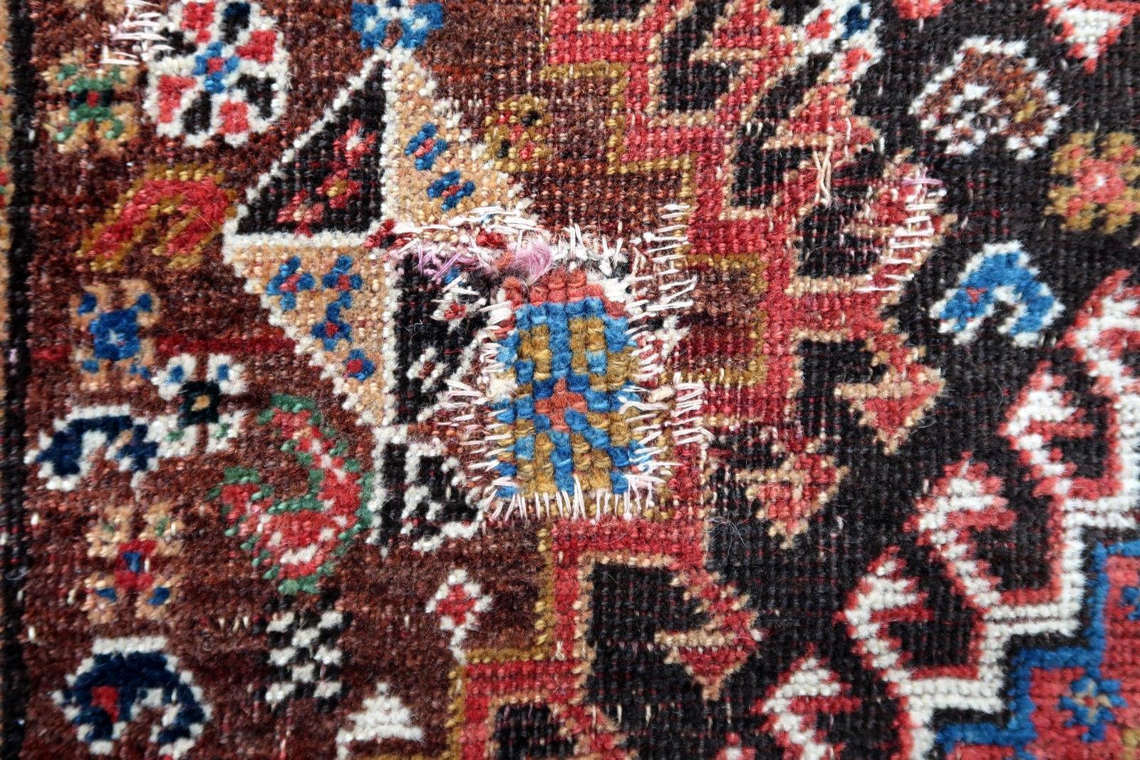 Handgefertigter antiker Teppich im Gashkai-Stil, 1900er Jahre, 1P34 im Zustand „Relativ gut“ im Angebot in Bordeaux, FR