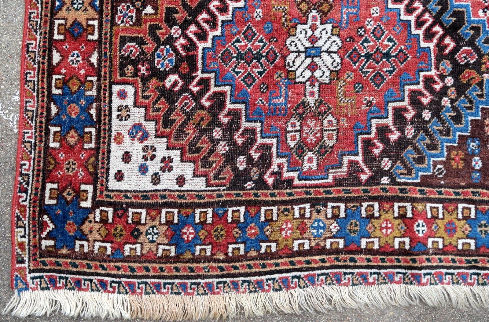 Handgefertigter antiker Teppich im Gashkai-Stil, 1900er Jahre, 1P34 (Frühes 20. Jahrhundert) im Angebot