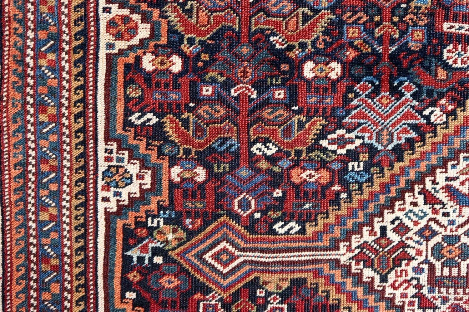 Handgefertigter antiker Teppich im Gashkai-Stil, 1900er Jahre, 1P89 (Indisch) im Angebot