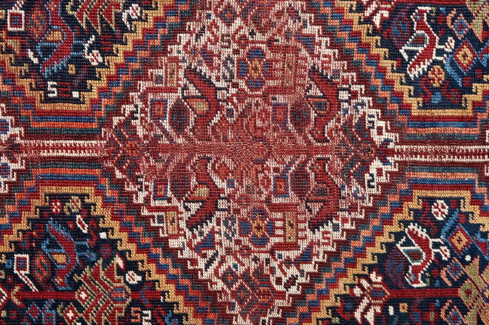 Handgefertigter antiker Teppich im Gashkai-Stil, 1900er Jahre, 1P89 (Handgeknüpft) im Angebot