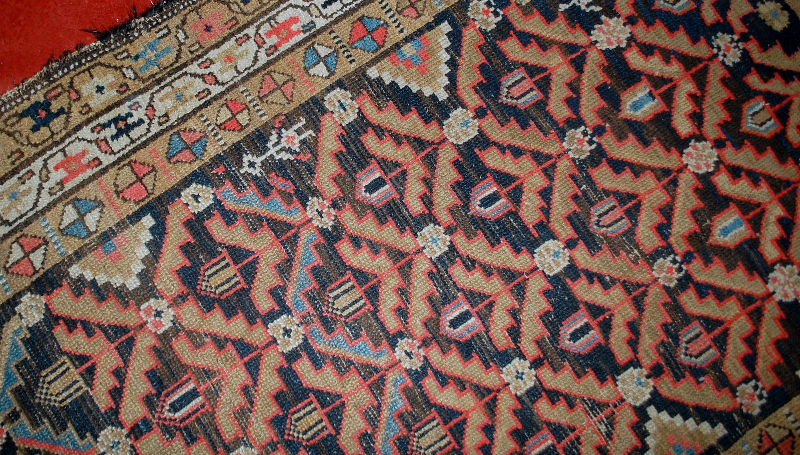 Hand-Knotted Handmade Antique Hamadan Style Rug, 1920s, 1B544 For Sale