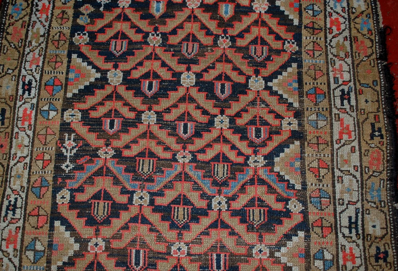 Early 20th Century Handmade Antique Hamadan Style Rug, 1920s, 1B544 For Sale