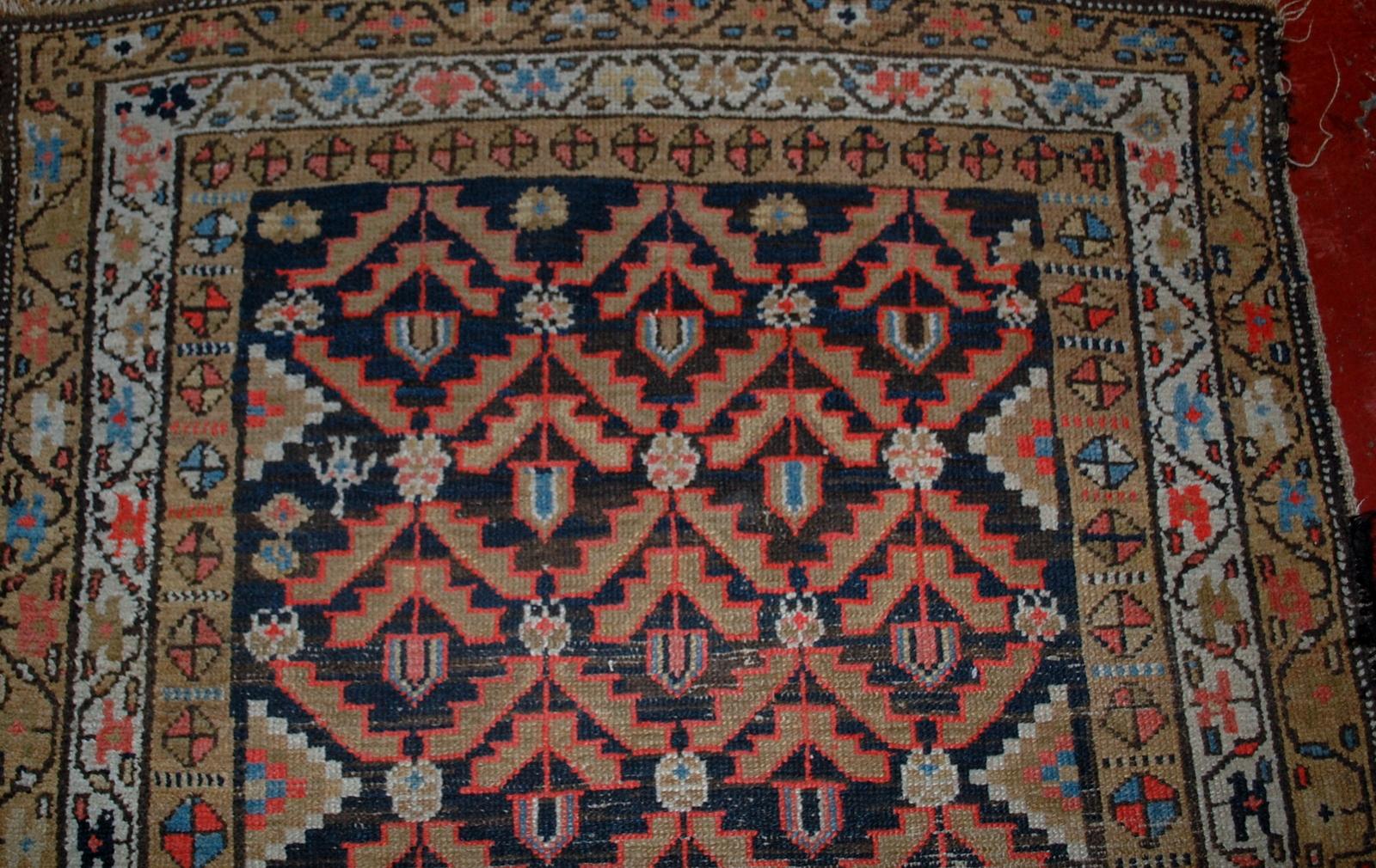 Wool Handmade Antique Hamadan Style Rug, 1920s, 1B544 For Sale