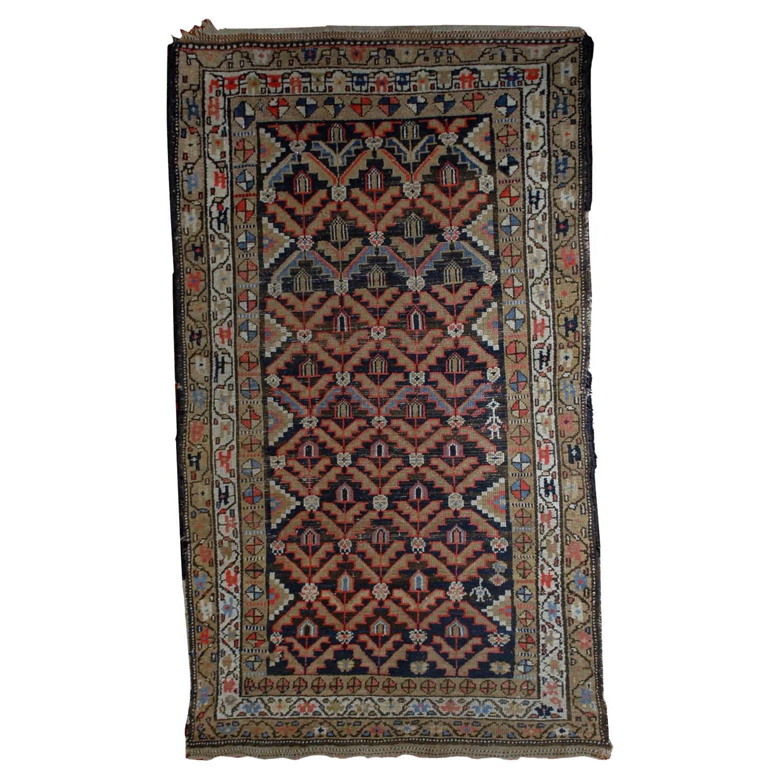 Handmade Antique Hamadan Style Rug, 1920s, 1B544