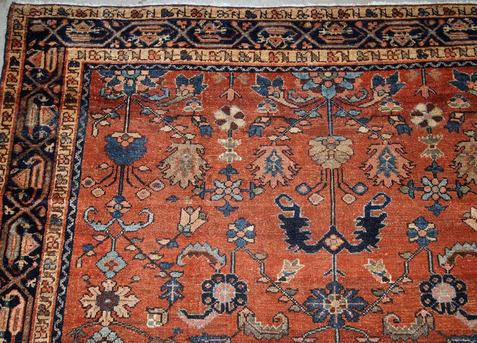 Hand-Knotted Handmade Antique Hamadan Style Rug, 1920s, 1B796 For Sale