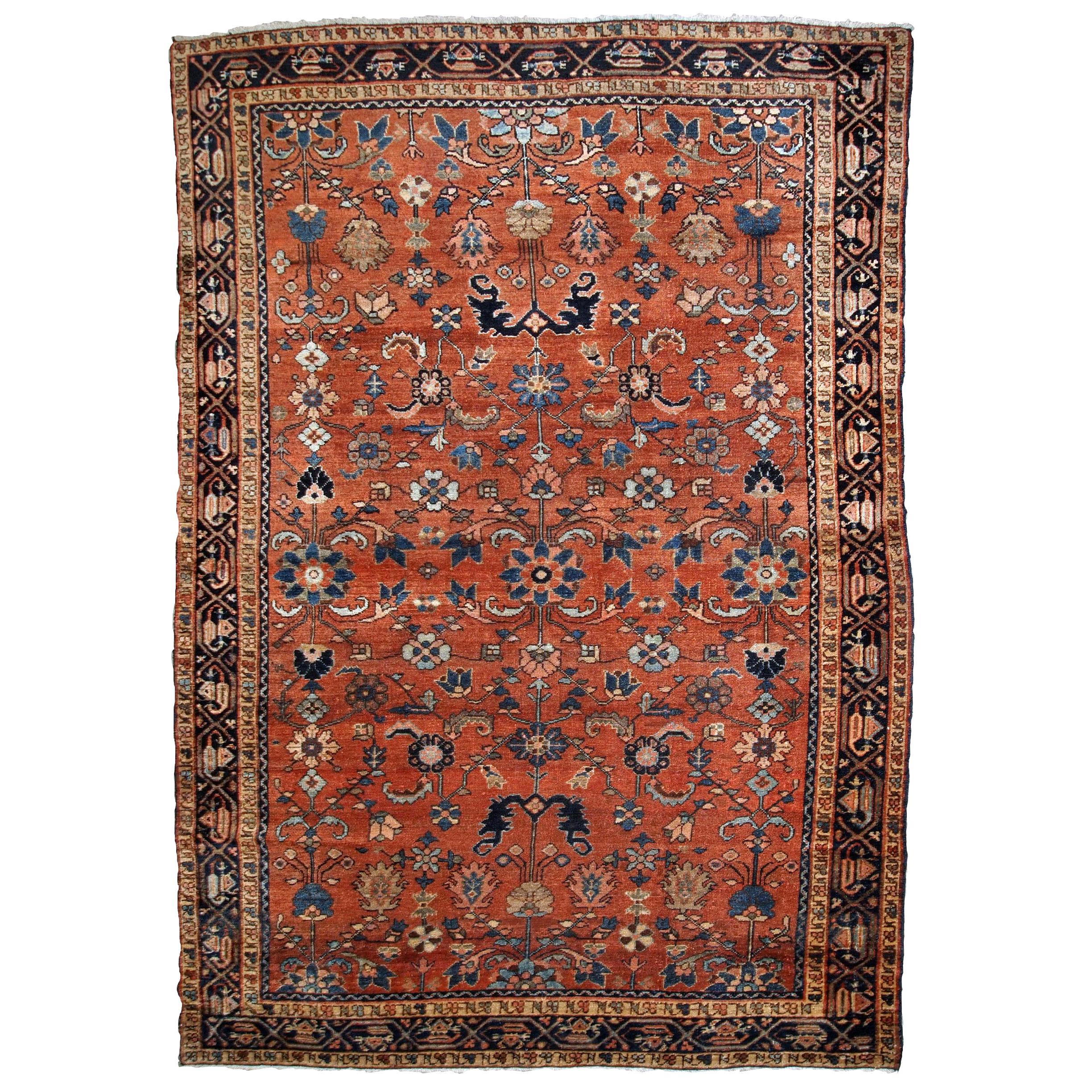 Handmade Antique Hamadan Style Rug, 1920s, 1B796