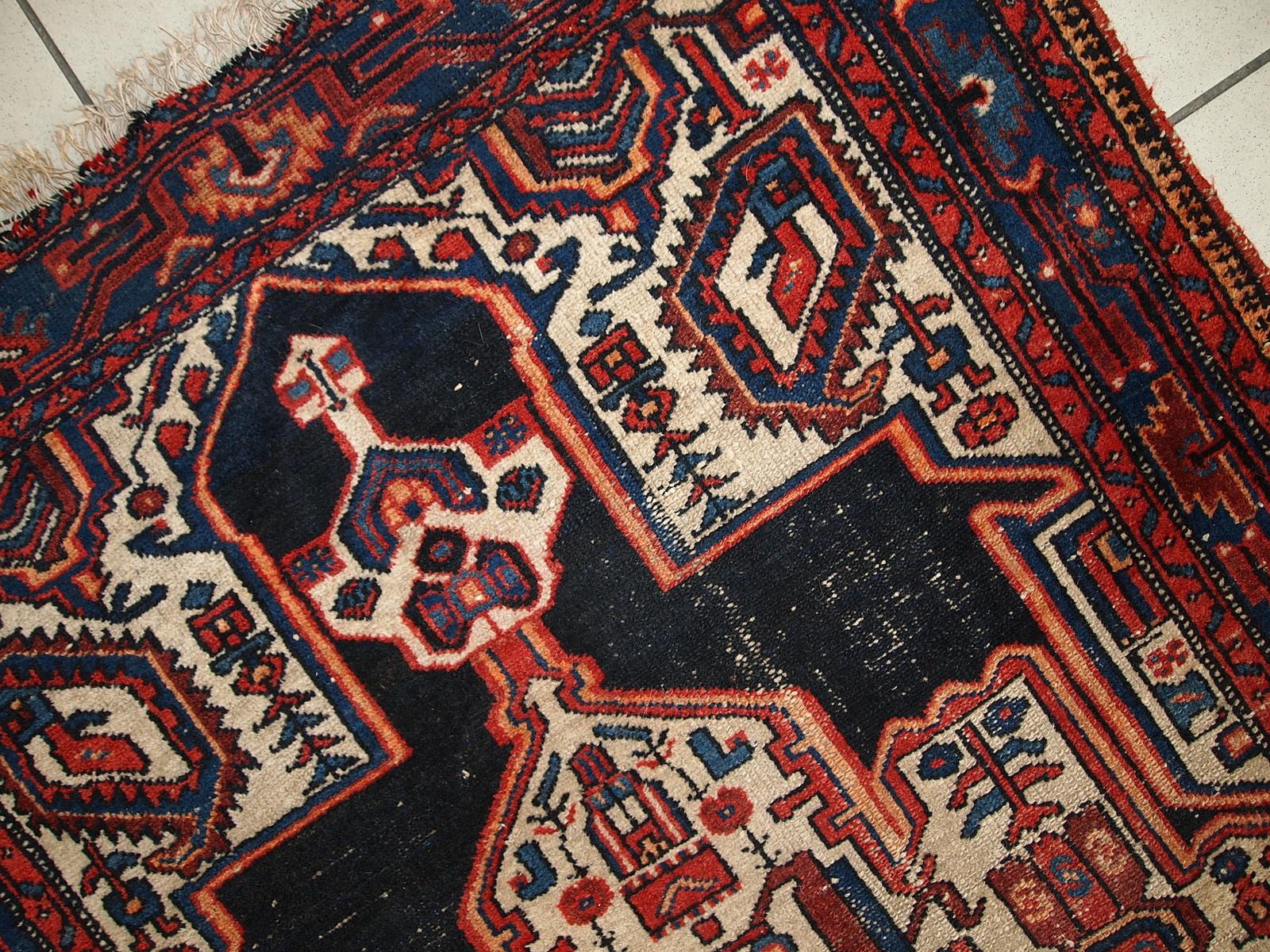 Handgefertigter antiker Teppich im Hamadan-Stil, 1920er Jahre, 1C321 im Angebot 6