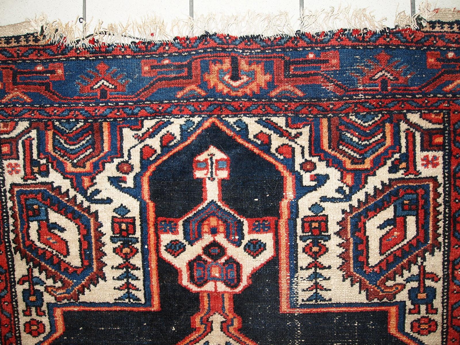 Handgefertigter antiker Teppich im Hamadan-Stil, 1920er Jahre, 1C321 im Angebot 7