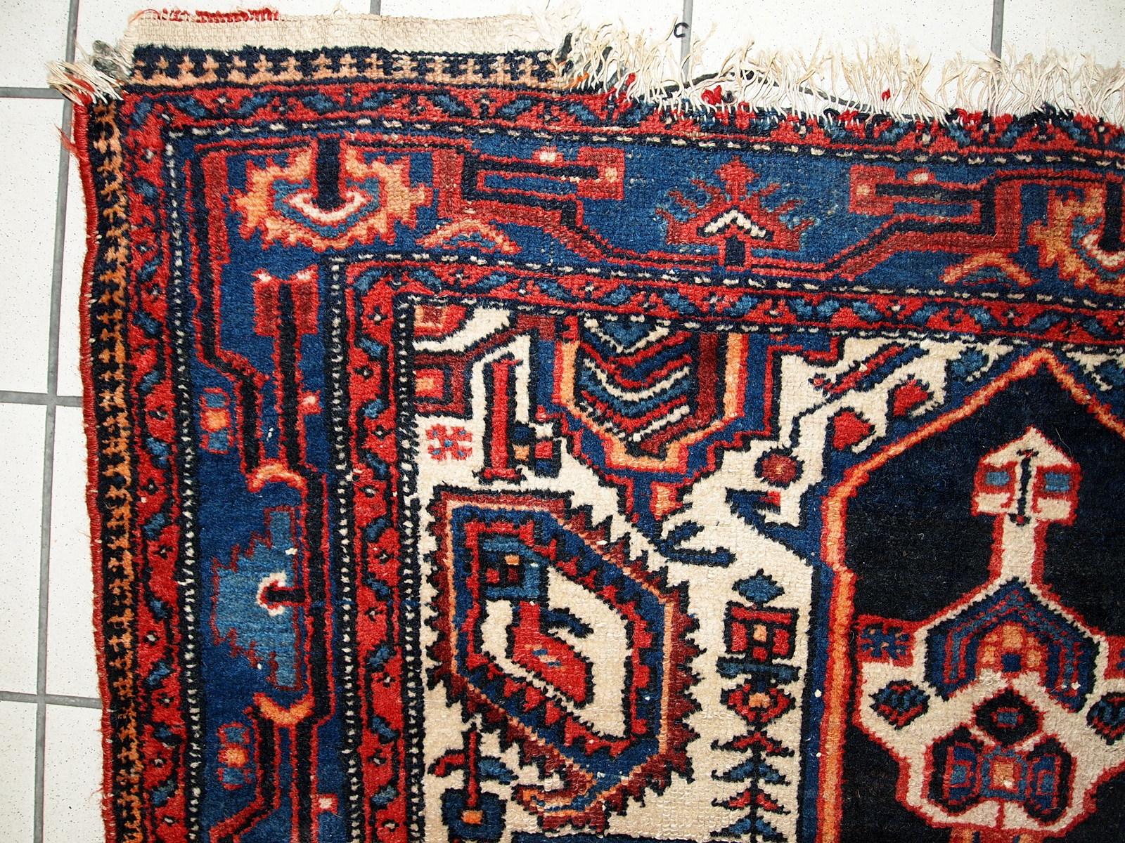 Handgefertigter antiker Teppich im Hamadan-Stil, 1920er Jahre, 1C321 im Angebot 8