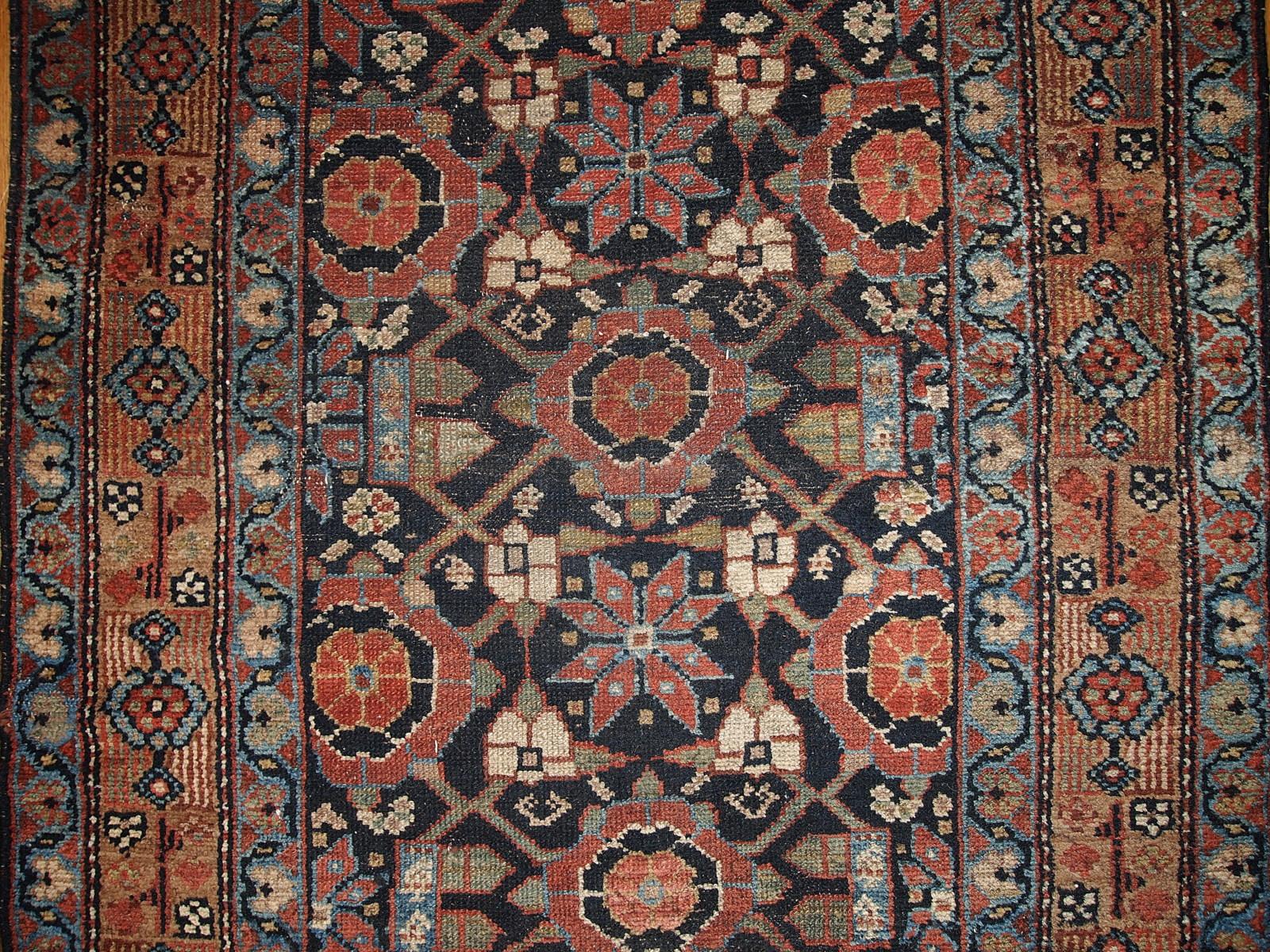 Hand-Knotted Handmade Antique Hamadan Style Runner, 1900s, 1B438 For Sale