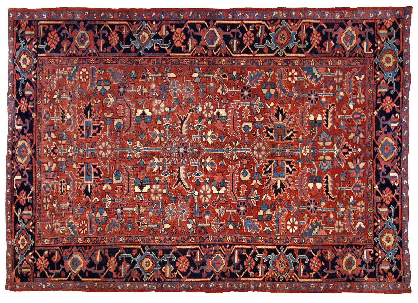Handmade antique Heriz style rug, 1900s, 1B713 4