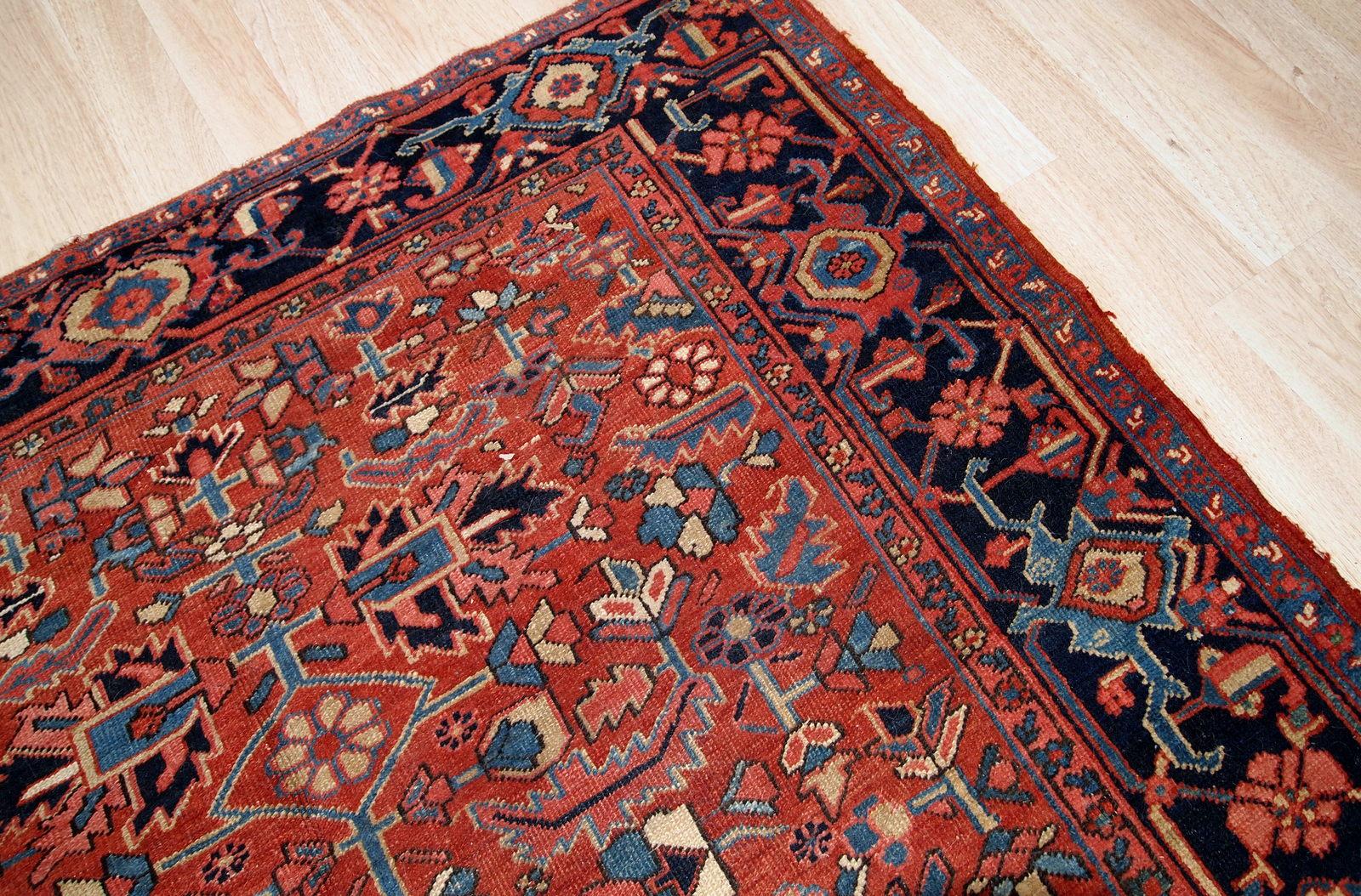 Indian Handmade antique Heriz style rug, 1900s, 1B713
