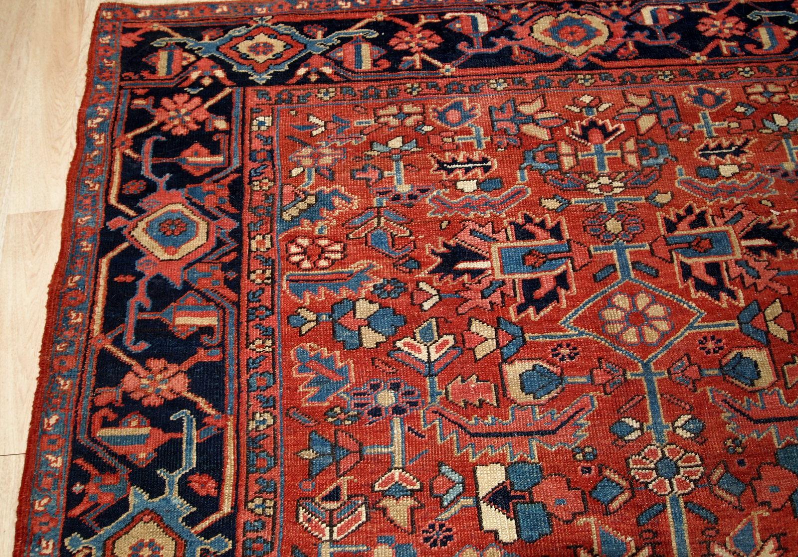 Handmade antique Heriz style rug, 1900s, 1B713 im Zustand „Gut“ in Bordeaux, FR