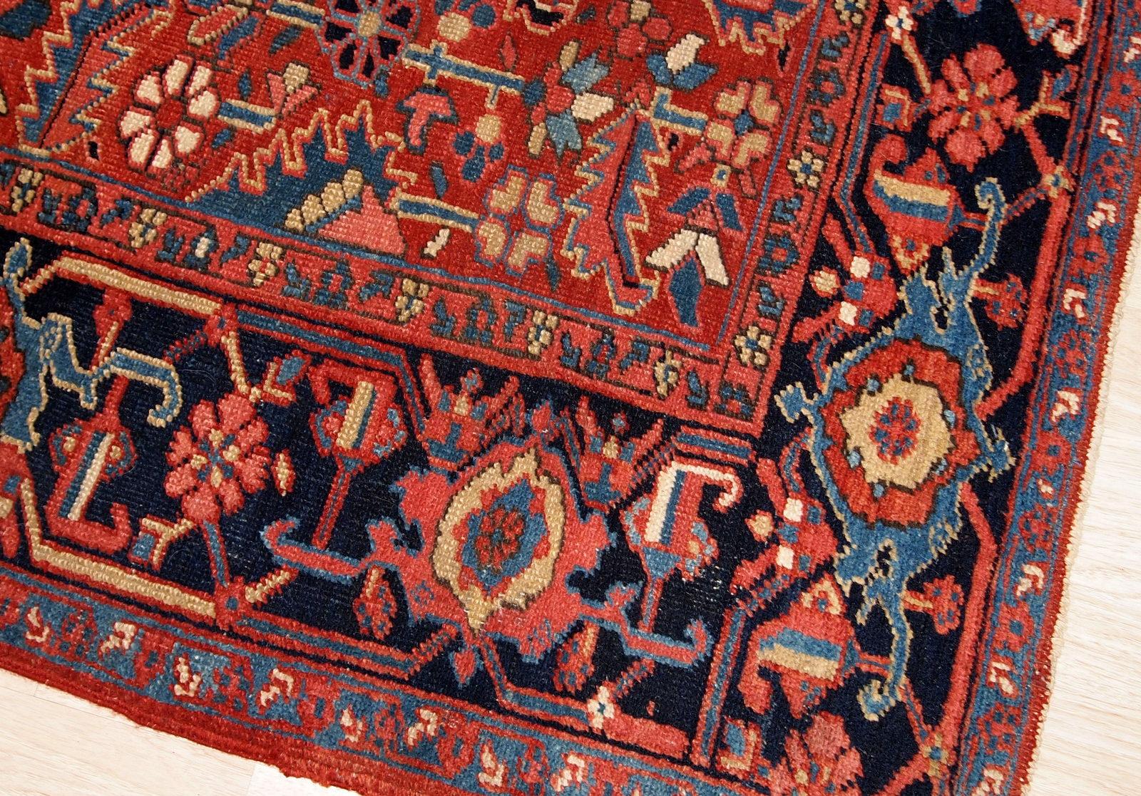 Handmade antique Heriz style rug, 1900s, 1B713 2