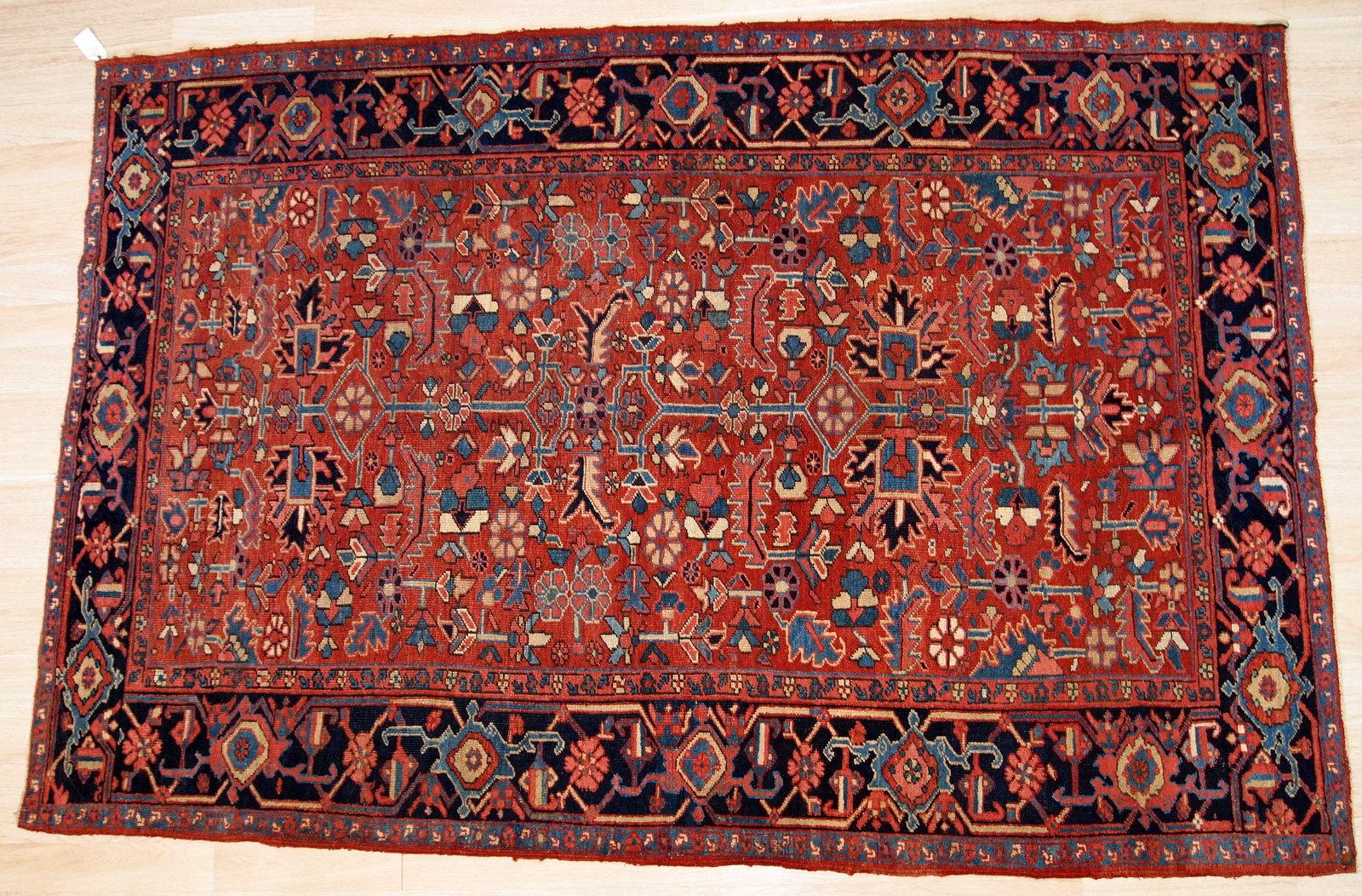 Handmade antique Heriz style rug, 1900s, 1B713 3