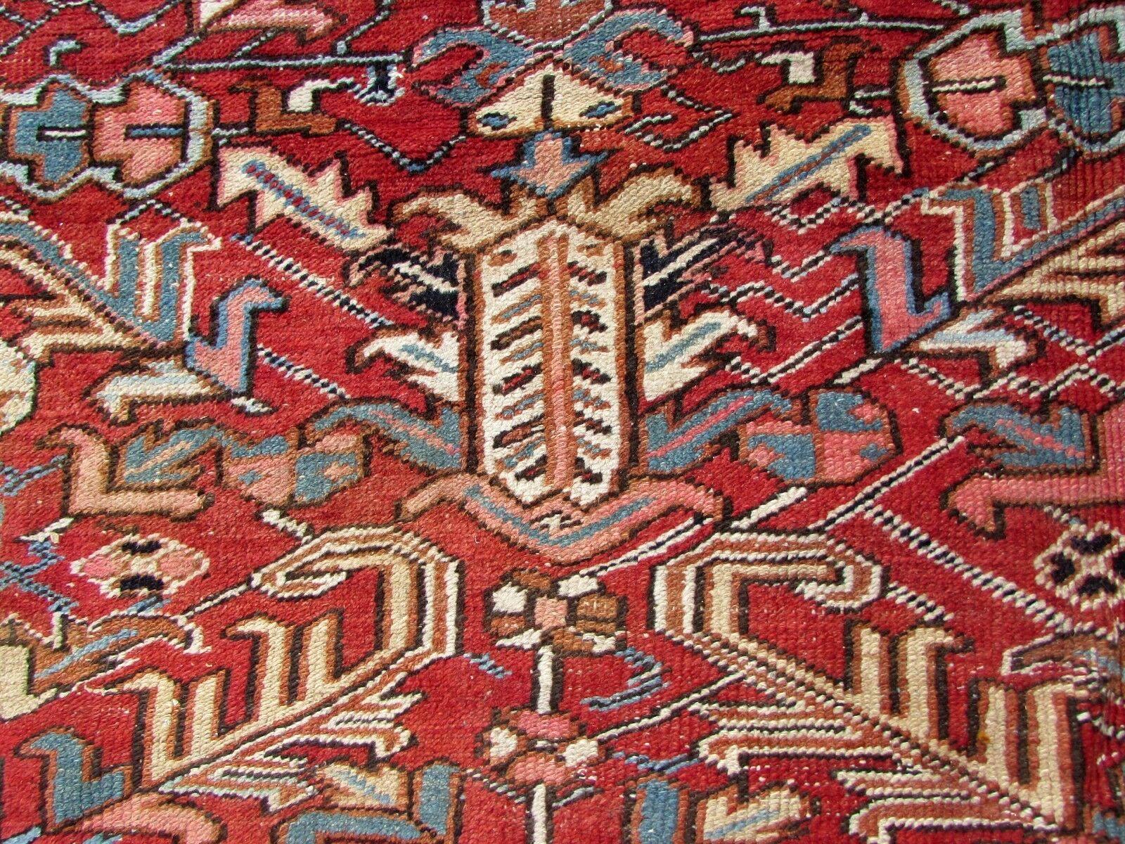 Hand-Knotted Handmade Antique Heriz Style Rug, 1920s, 1Q0199
