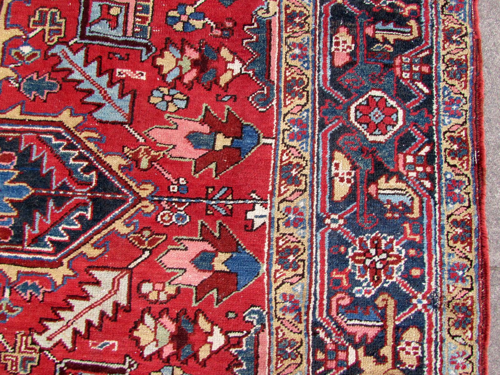 Hand-Knotted Handmade Antique Heriz Style Rug, 1930s, 1Q0208