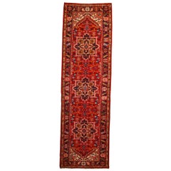 Handmade Antique Heriz Style Runner, 1930s, 1C606