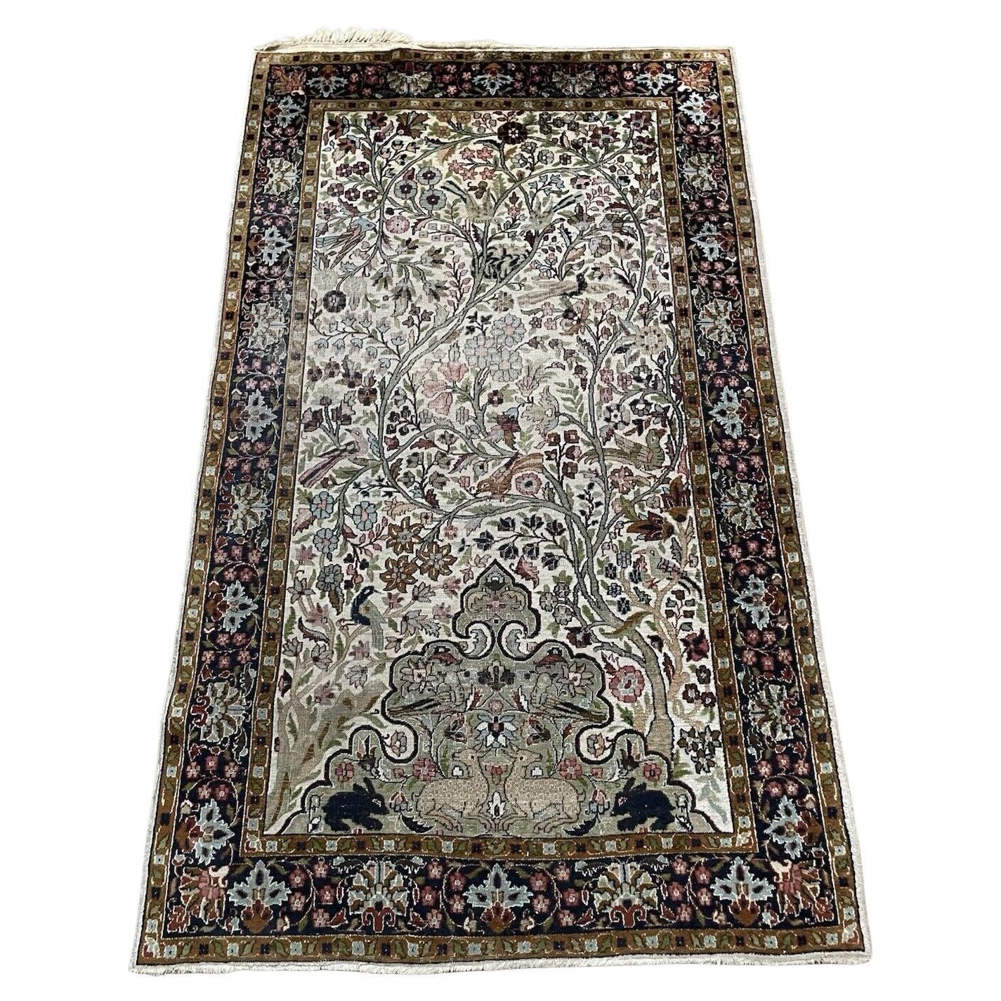 Tapis ancien indien Agra, fait main, 2.11' x 4.11', 1920 - 1N93 en vente
