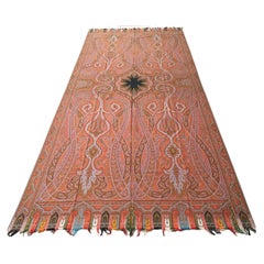 Antiguo chal de cachemira indio hecho a mano 5' x 11,4', 1900 - 1W02