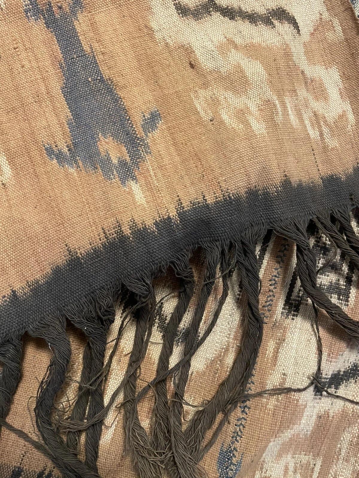 Français Rug & Kilim Indinesian Ikat fait main 3.8' x 8.3' 1900s - 1N88 en vente