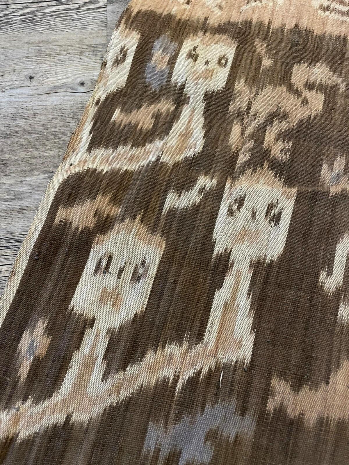 Laine Rug & Kilim Indinesian Ikat fait main 3.8' x 8.3' 1900s - 1N88 en vente