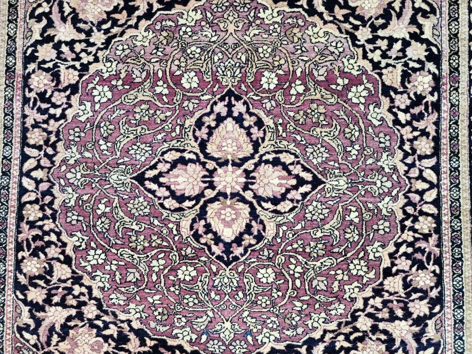Laine Tapis ancien de style Isfahan fait à la main, années 1900, 1D18 en vente