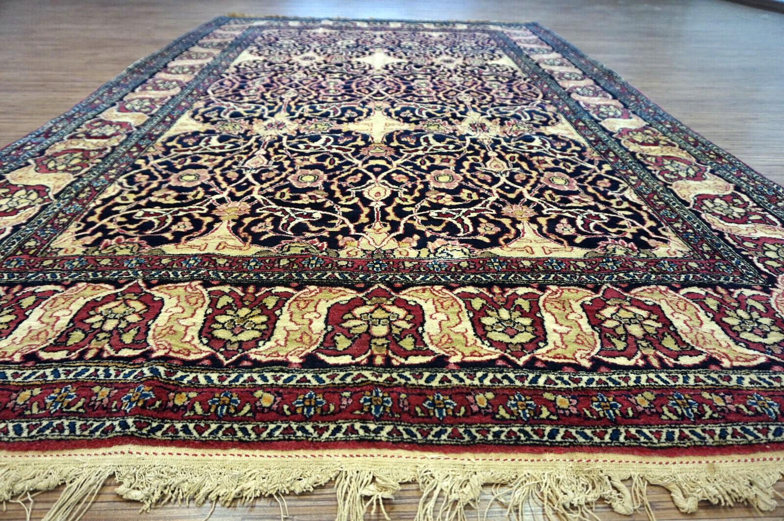 Noué à la main Tapis ancien de style Isfahan fait à la main, années 1900, 1D19 en vente
