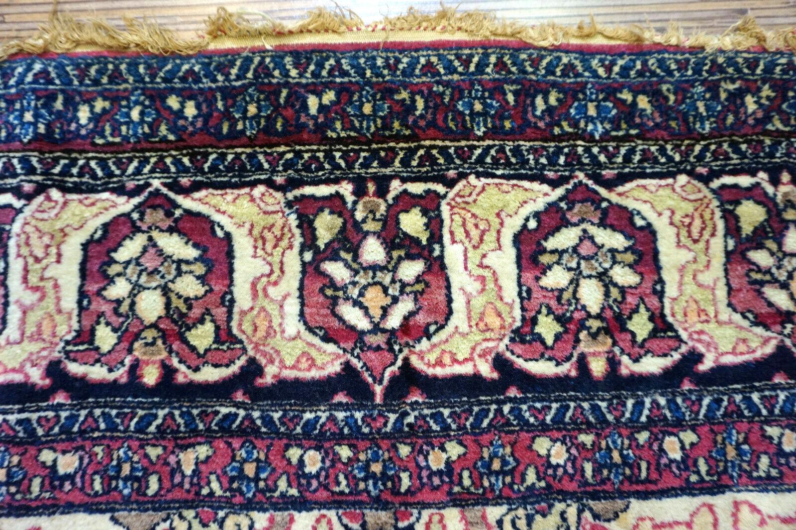 Laine Tapis ancien de style Isfahan fait à la main, années 1900, 1D19 en vente
