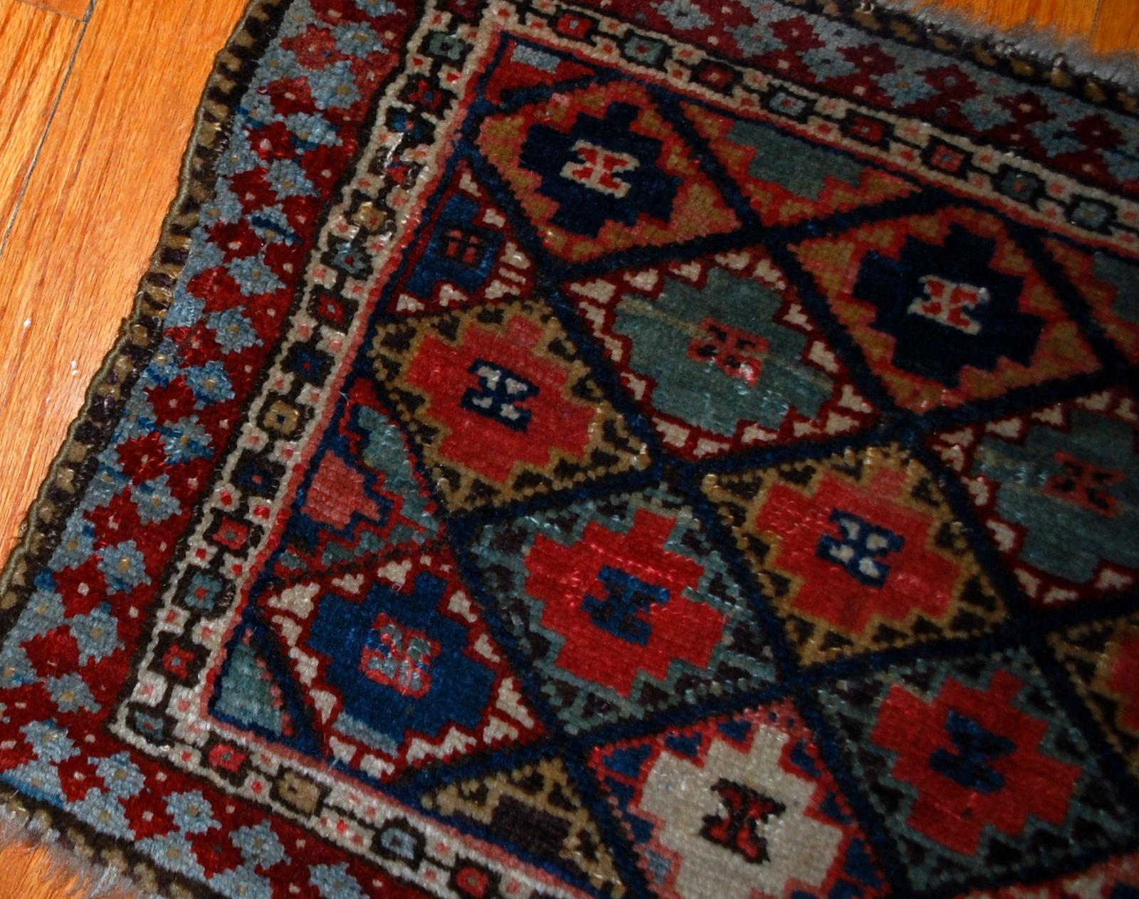 Hand-Knotted Handmade Antique Jaf Kurdish Style Rug, 1880s, 1B565 For Sale
