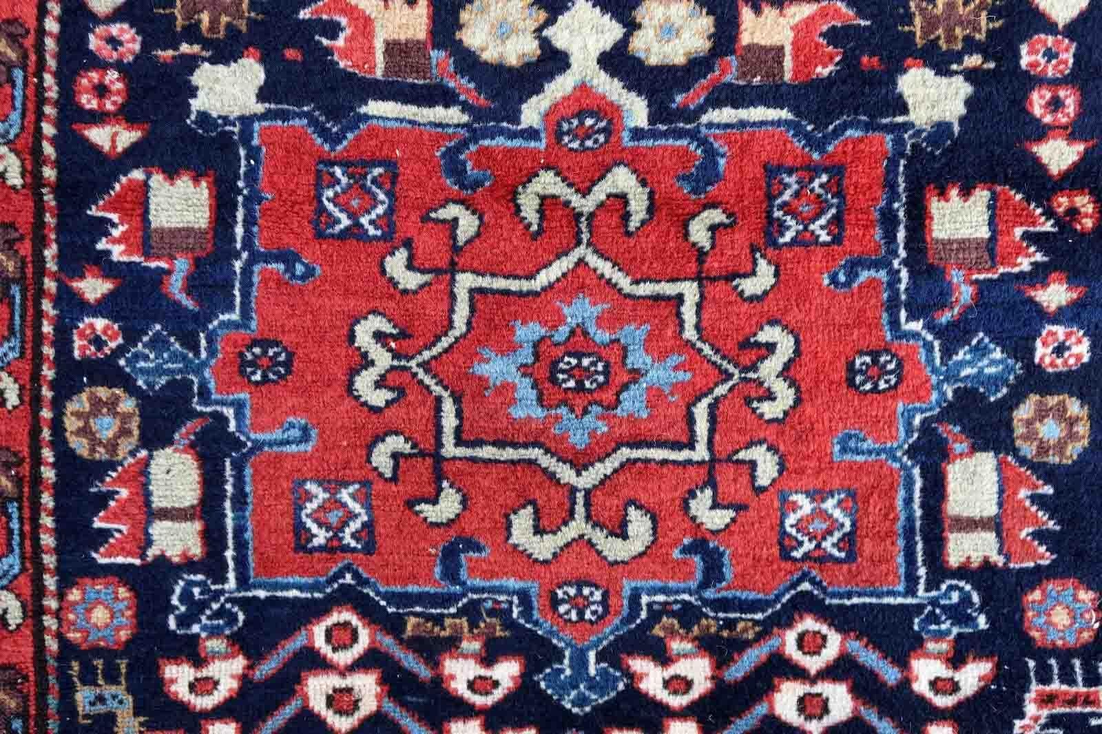 Hand-Knotted Handmade Antique Karajeh Style Rug, 1850s, 1P96 For Sale