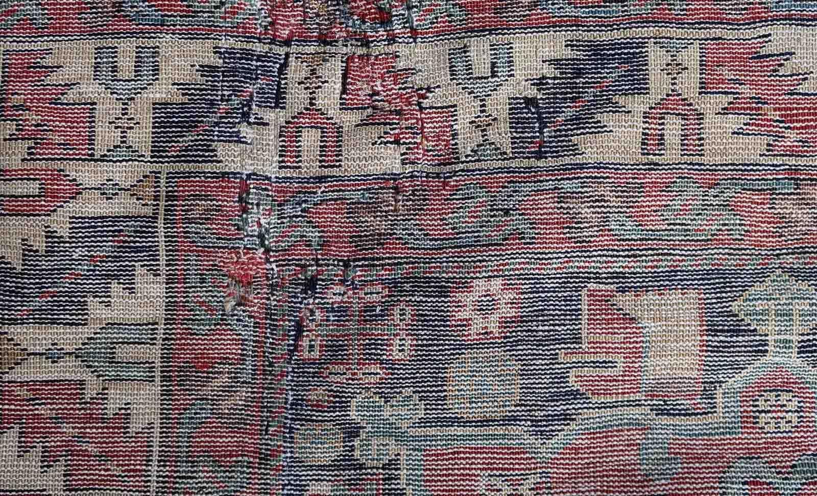 Wool Handmade Antique Karajeh Style Rug, 1850s, 1P96 For Sale