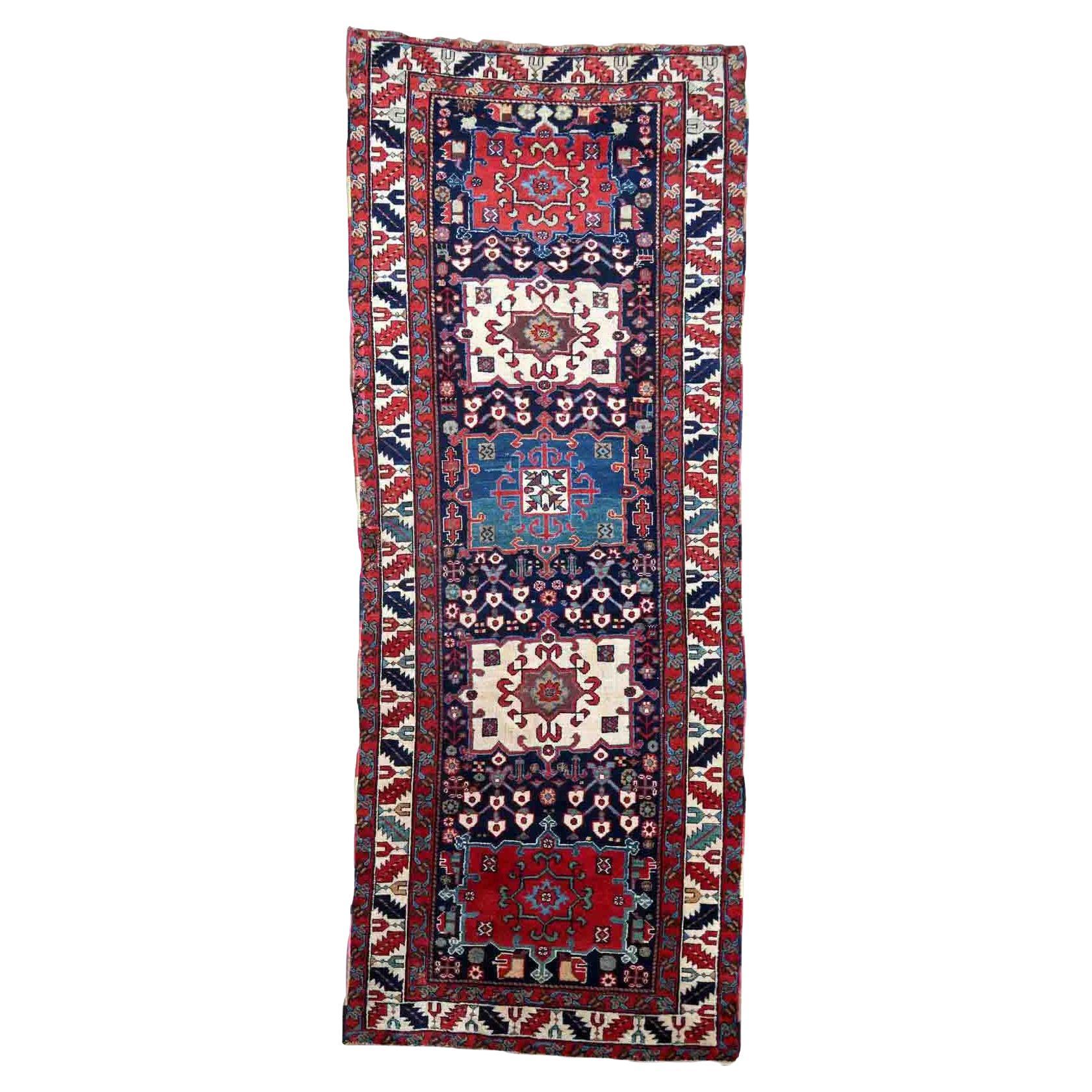 Handmade Antique Karajeh Style Rug, 1850s, 1P96 For Sale