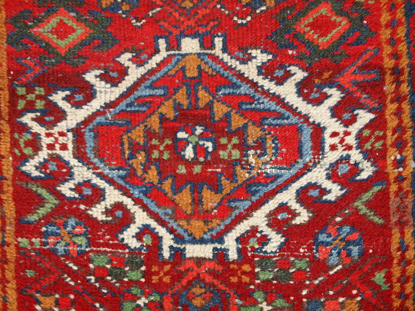 Hand-Knotted Handmade Antique Karajeh Style Rug, 1920s, 1C658