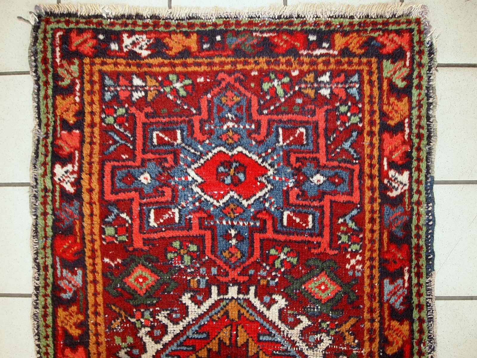Wool Handmade Antique Karajeh Style Rug, 1920s, 1C658