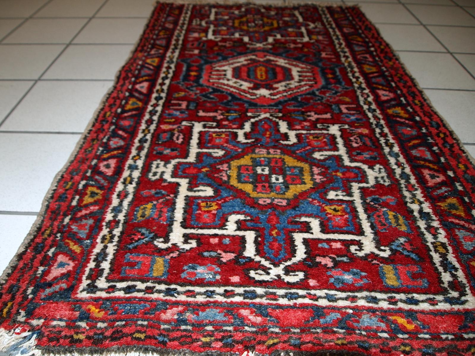 Tappeto antico fatto a mano in stile Karajeh, anni '20, 1C745 in vendita 1