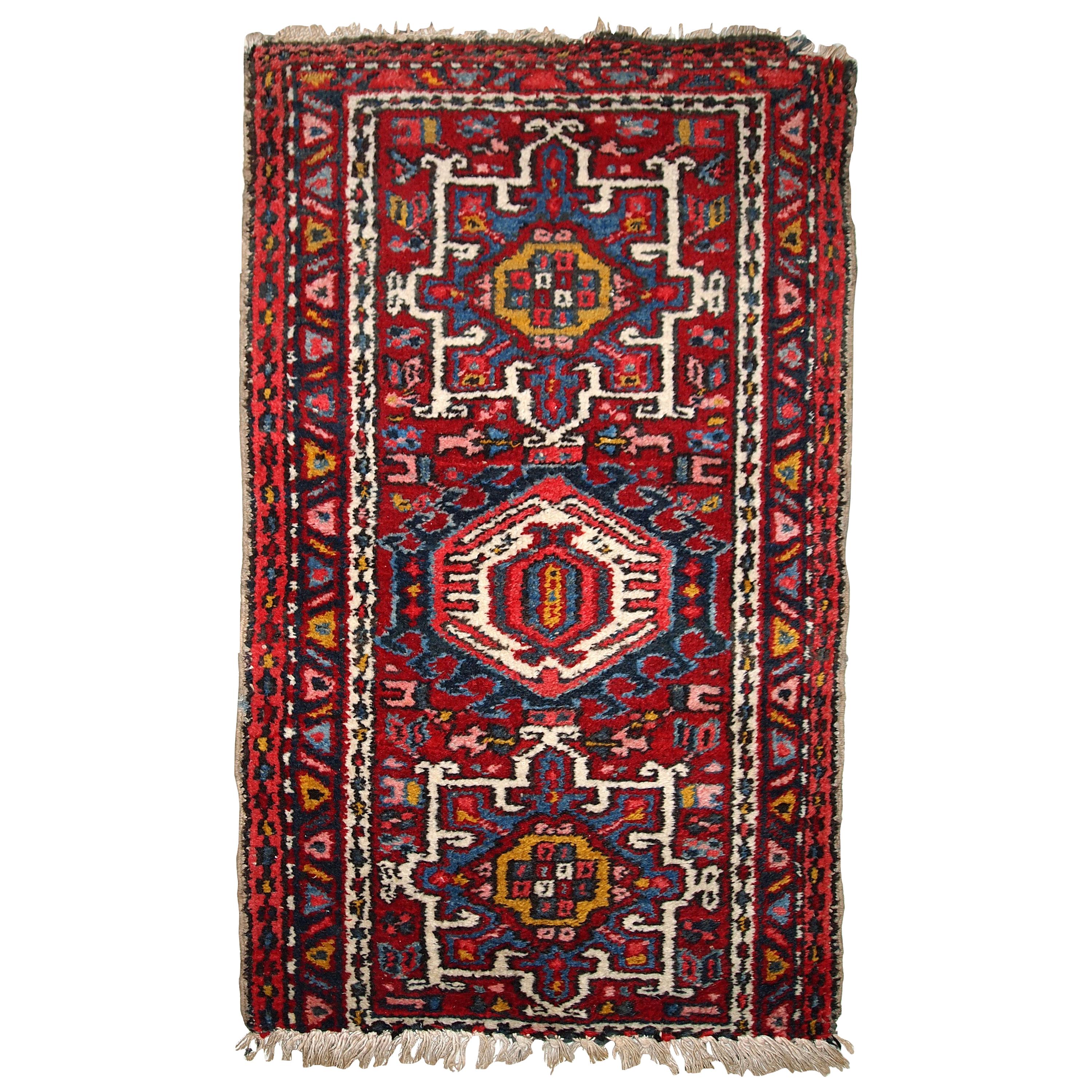 Tapis antique de style Karajeh fait à la main, années 1920, 1C745