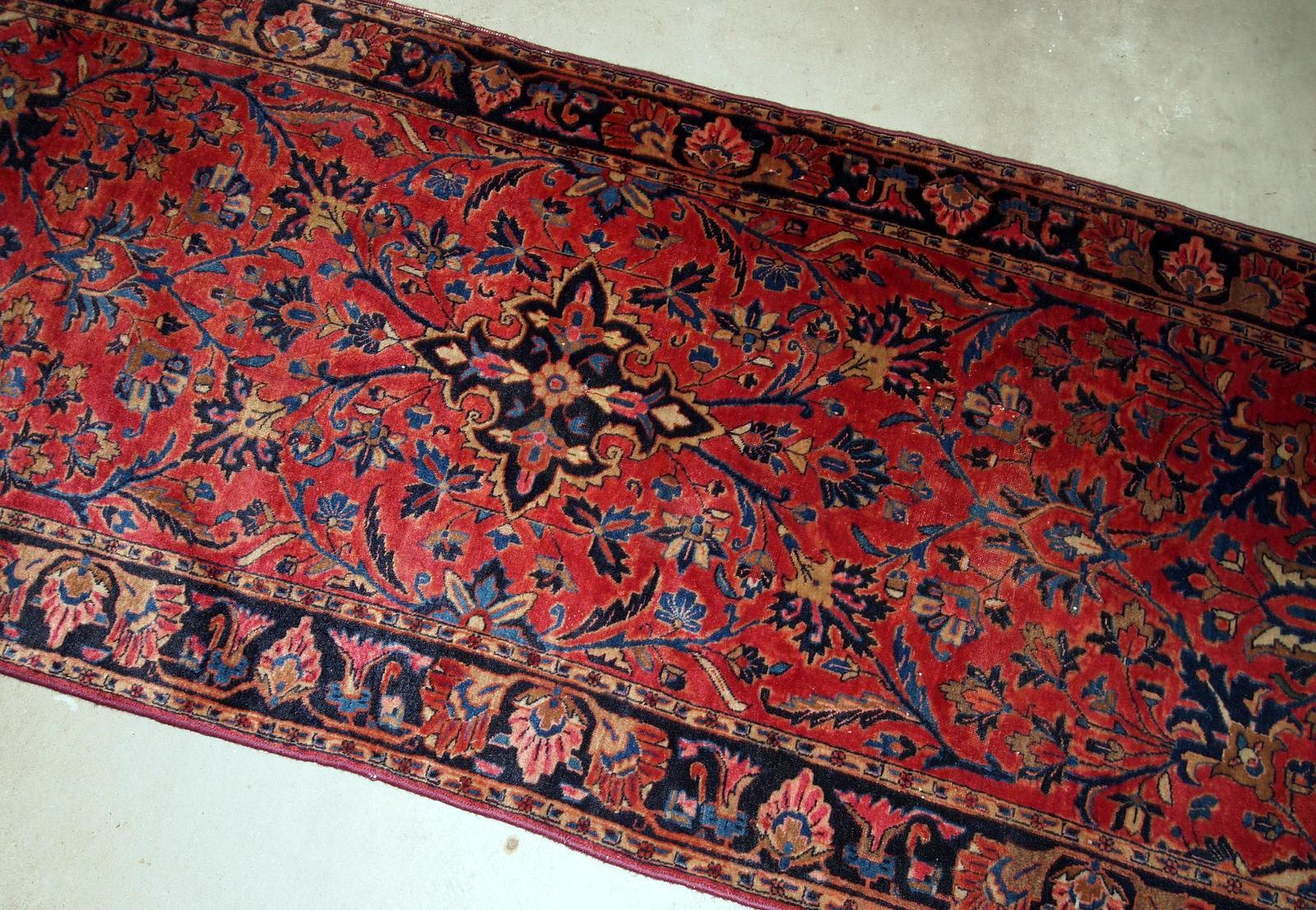 Hand-Knotted Handmade Antique Kashan Style Rug, 1900s, 1B803 For Sale