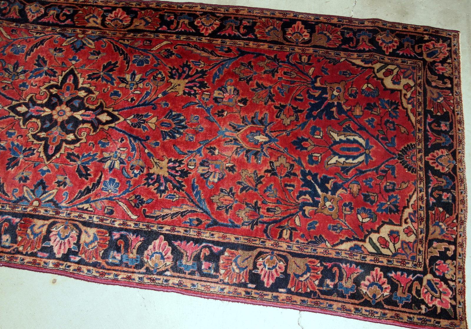 Handgefertigter antiker Teppich im Kashan-Stil, 1900er Jahre, 1B803 im Zustand „Gut“ im Angebot in Bordeaux, FR