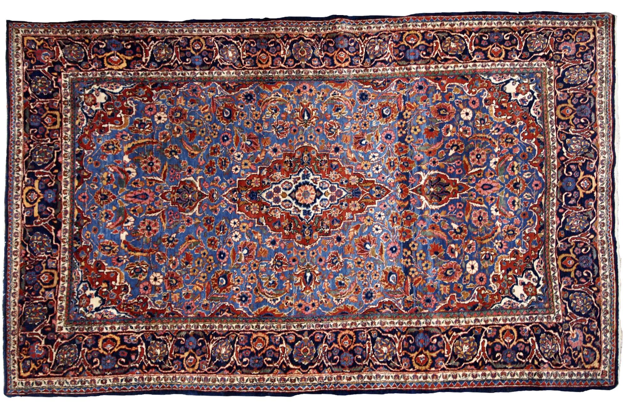 Handmade Antique Kashan Style Rug, 1900s, 1B706 For Sale 5