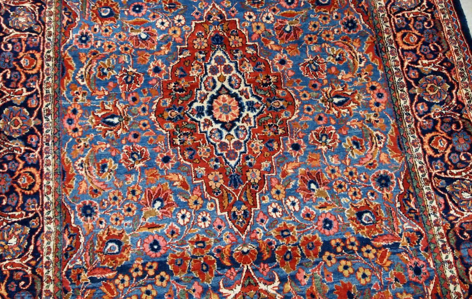 Hand-Knotted Handmade Antique Kashan Style Rug, 1900s, 1B706 For Sale