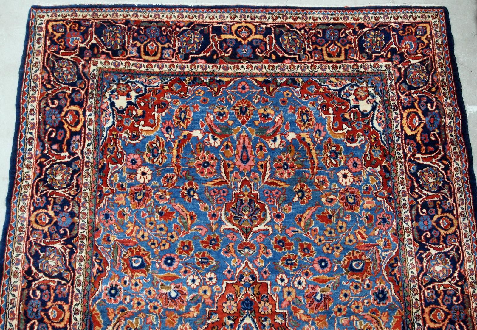 Handgefertigter antiker Teppich im Kashan-Stil, 1900er Jahre, 1B706 im Zustand „Gut“ im Angebot in Bordeaux, FR