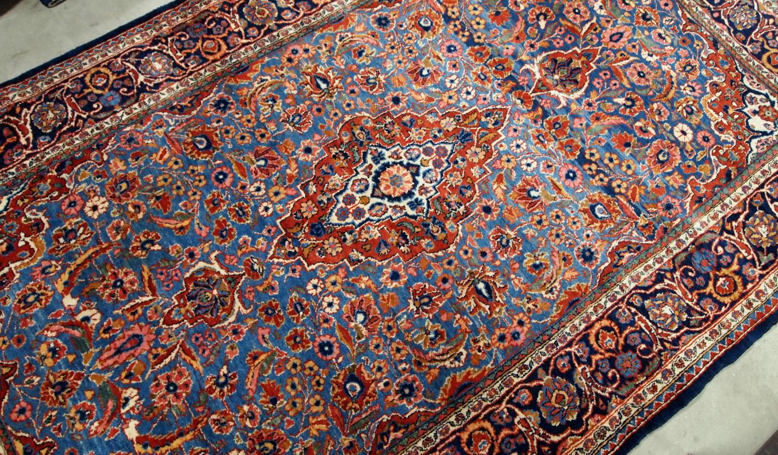 Handgefertigter antiker Teppich im Kashan-Stil, 1900er Jahre, 1B706 im Angebot 1